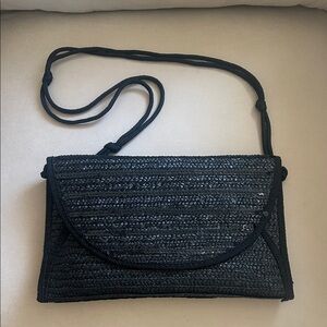Elegant Black Woven Clutch Bag